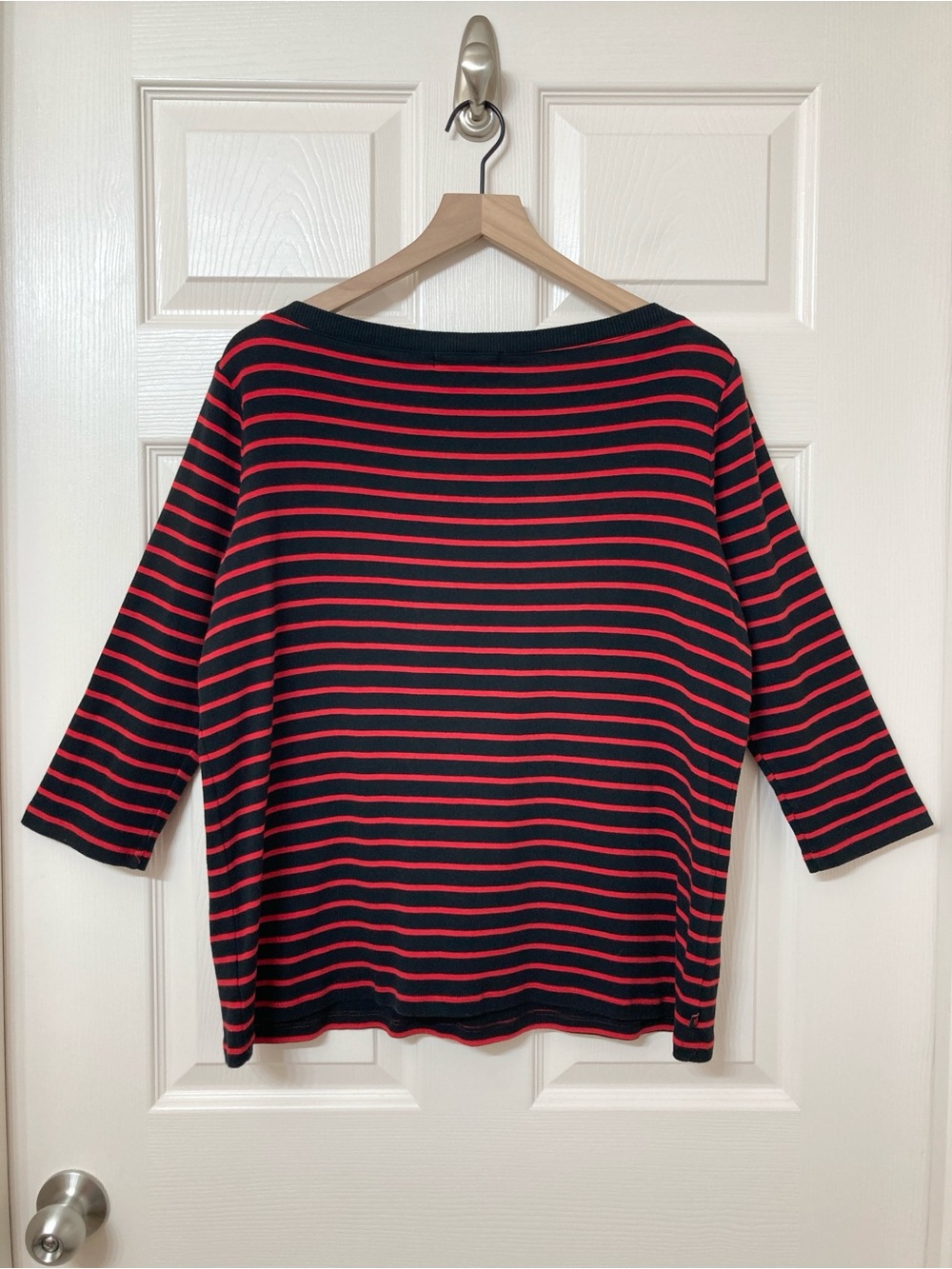Lauren Ralph Lauren Black Red Stripe Boatneck Shirt 1X Old Money Preppy Nautical - Picture 4 of 5